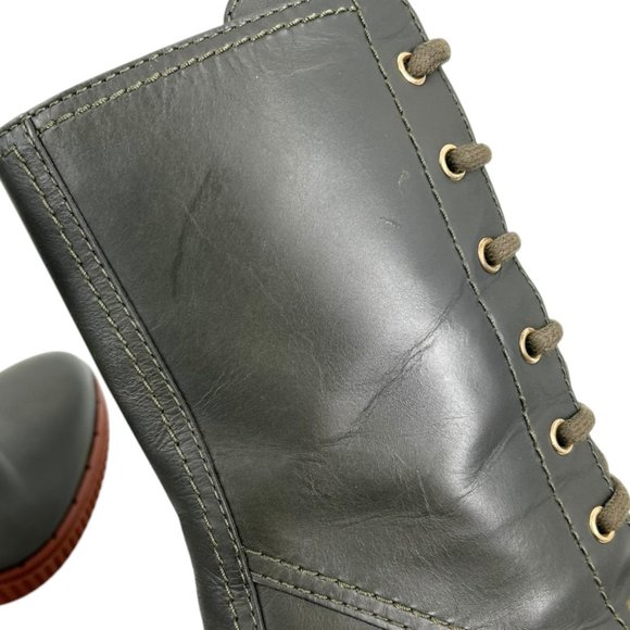 NWOB Tod's Green Leather Lace Up Heeled Boots - Picture 11 of 12